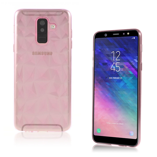 Samsung Galaxy A6 Plus (2018) 3D Timantti Kuviollinen Ohut Muovinen Takasuoja Kuori - Pinkki