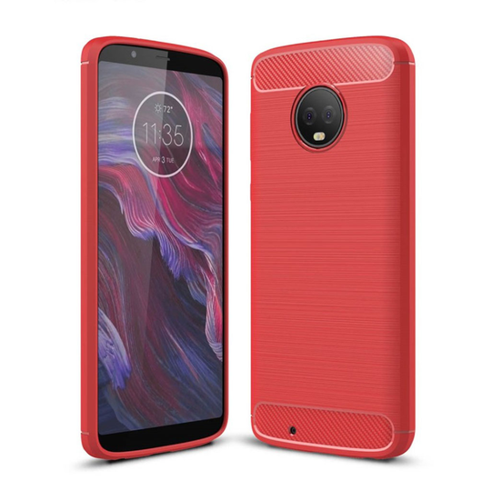 Motorola Moto G6 carbon fiber brushed case - Red