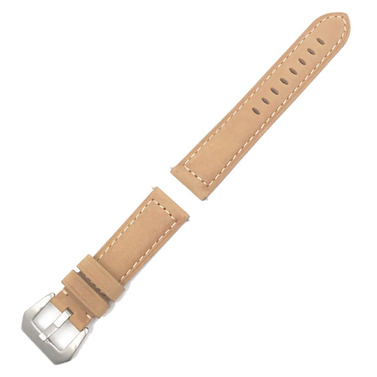Samsung Gear S3 Frontier / S3 Classic genuine leather watch band - Khaki / Silver Buckle