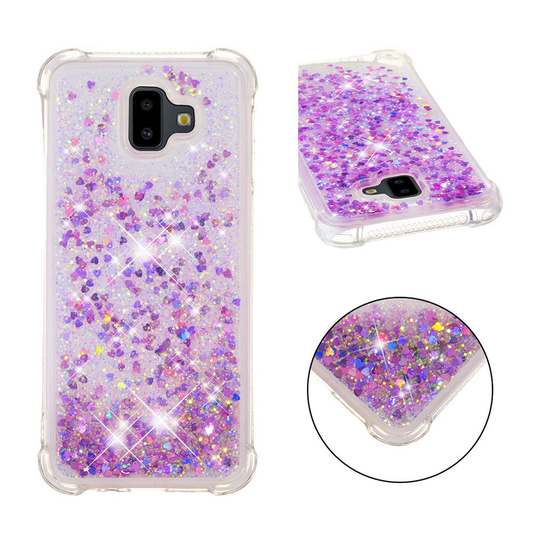 Samsung Galaxy J6 Plus (2018) kimalle hiekka täytetty silikooni muovinen takasuoja kuori - Vaalean Violetti