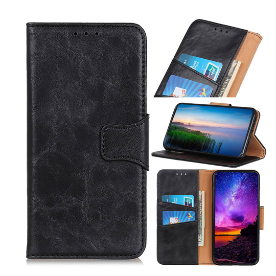 Crazy Horse Samsung Galaxy A20e split leather case - Black