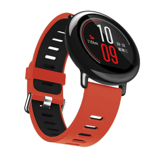 Universaali Xiaomi Huami Amazfit Vaihdettava Silikooni Kellon Ranneke - Punainen/ Musta