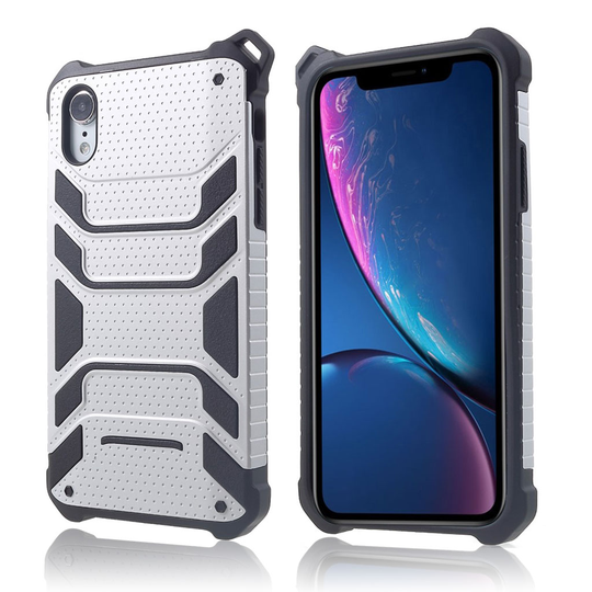 iPhone Xr Spider sarjan hybriidi muovinen iskukestävä takasuoja kuori - Hopea