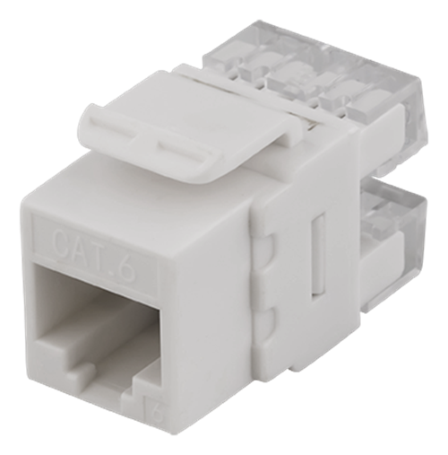 UTP Cat6 Keystone Liitin, Ei-suojattu, 180 Astetta 22-26AWG, "Tool-free"