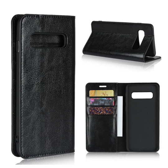 Crazy Horse Samsung Galaxy S10 genuine leather case - Black