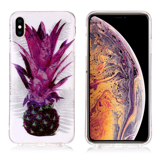 iPhone 9 Plus Kimalle Puuteri Pintainen Kuvallinen Silikooni Muovinen Suojakuori - Ananas