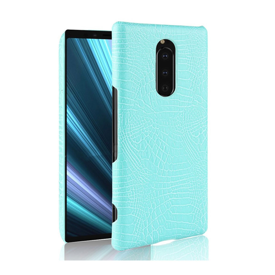 Sony Xperia XZ4 krokotiili pintainen nahkainen suojakotelo - Sinivihreä