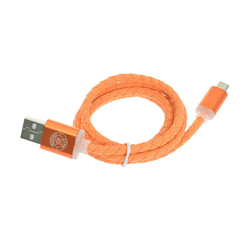 1m Nahkainen Mikro Usb Kaapeli - Oranssi
