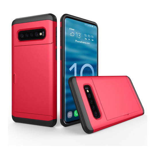 Samsung Galaxy S10 Plus korttipaikallinen hybrid Suojakotelo - Punainen