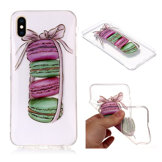 iPhone 9 Plus Kirkasi Kuviollinen Pehmeä Muovinen Takasuoja Kuori - Macaroonit