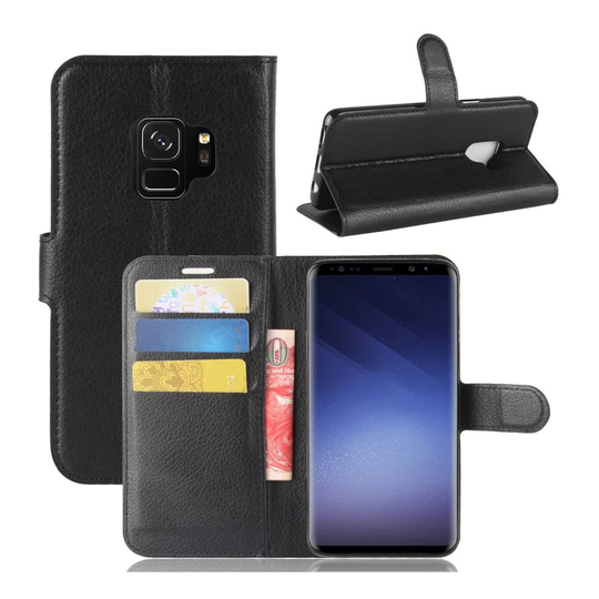 Samsung Galaxy S9 litsipintainen lompakkokotelo - Musta