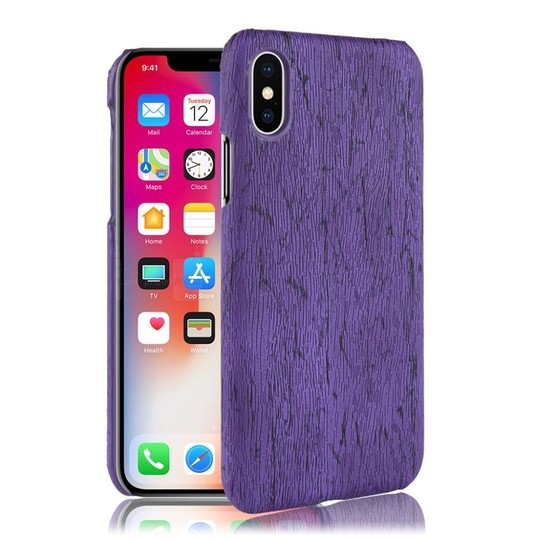 iPhone X Punn Rakenne Pintainen Synteetti Nahkainen Muovi Takasuoja Kuori - Violetti