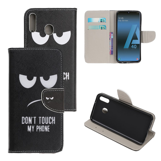 Samsung Galaxy A40 cross texture leather case - Don't Touch My Phone