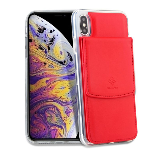 iPhone Xs Max Muovi suojakuori irrotettavalla magneettisella kortti laukulla - Punainen