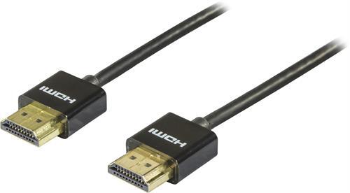 Ohut HDMI-kaapeli, HDMI High Speed With Ethernet, UltraHD Taajuudella 30 Hz, 3 M, Kullatut Liittimet