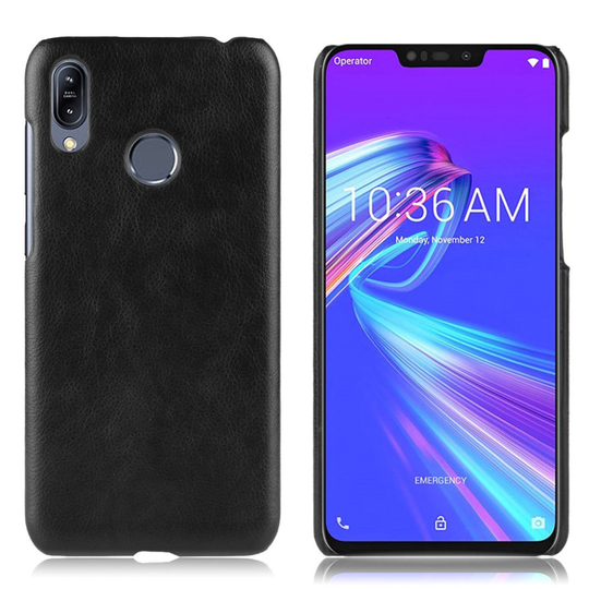 Asus ZenFone Max (M2) litsi pintainen nahkainen suojakotelo - Musta