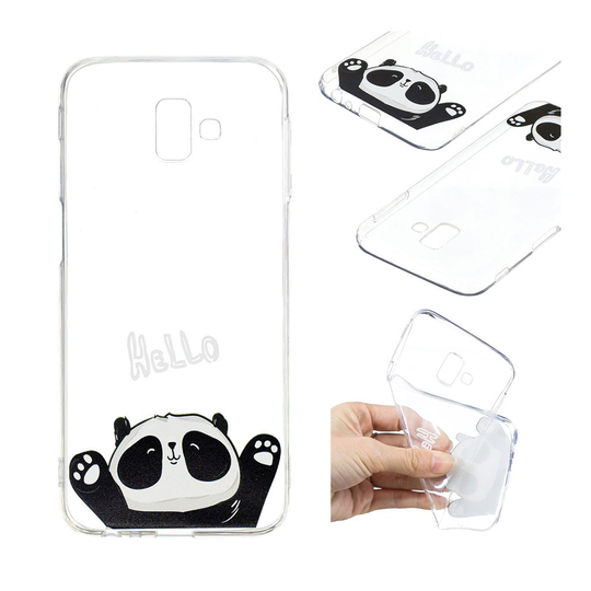 Samsung Galaxy J6 Plus (2018) kuviollinen pehmeä takasuoja kuori silikooni muovista - Hello Panda