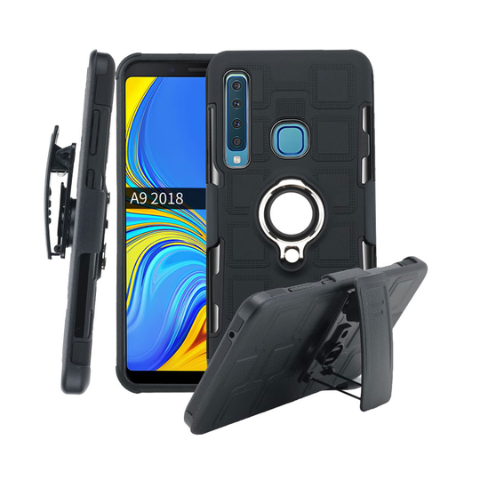 Samsung Galaxy A9 (2018) geometrinen kuosi combo suojakotelo - Musta