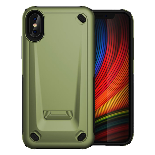 iPhone XS sporttinen hybriidi muovinen takasuoja kuori - Vihreä