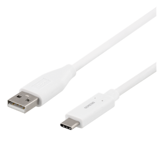 USB-C - USB-A-kaapeli, 0,5 M, 3 A, USB 2.0, Valkoinen