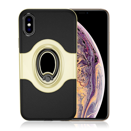 iPhone 9 Plus Hybriidi Muovi Yhdistelmä Takasuoja Kuori Sormirenkaalla - Kulta
