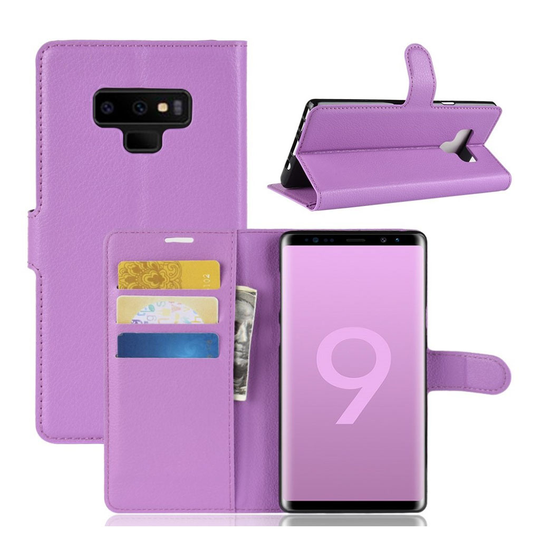 Samsung Galaxy Note9 Liitsihedelmä Jyvä Pinnoitettu Synteetti Nahkainen Lompakko Suojakotelo - Violetti