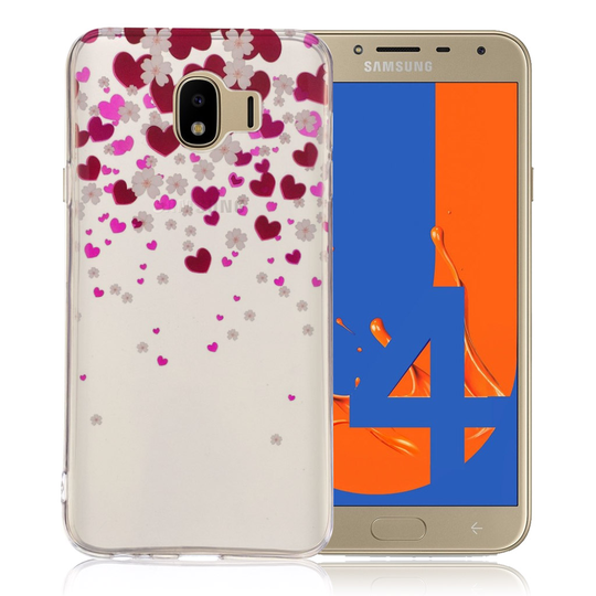 Samsung Galaxy J4 (2018) kuvioinen printti ohut suojakotelo - Sydän ja Kukka