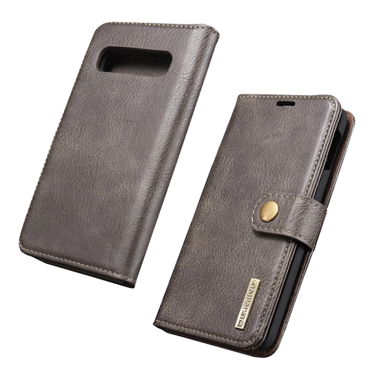 DG.MING Samsung Galaxy S10 Plus 2-in-1 haljasnahkainen suojakotelo - Harmaa