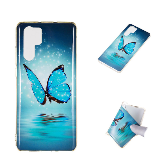Huawei P30 Pro Hohtava kuvioitu suojakotelo - Sininen Perhonen