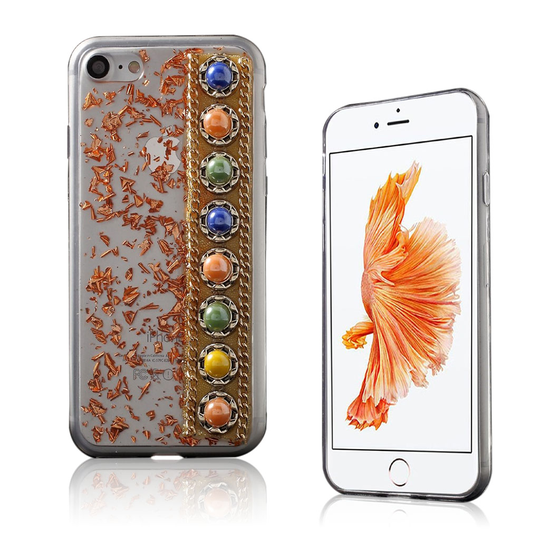 Blixen Tekojalokivi iPhone Suojaava Joustava Muovikuori - Ympyrä / Oranssi