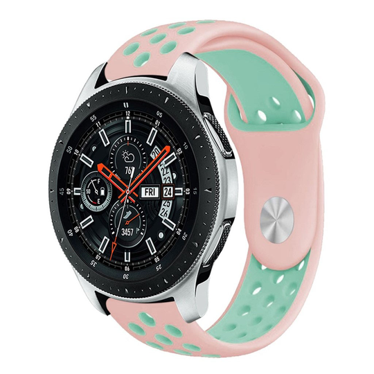 Samsung Galaxy Watch (46mm) kaksisävyinen ontto silikooni muovinen kellon vaihto ranneke - Cyaani/ Pinkki