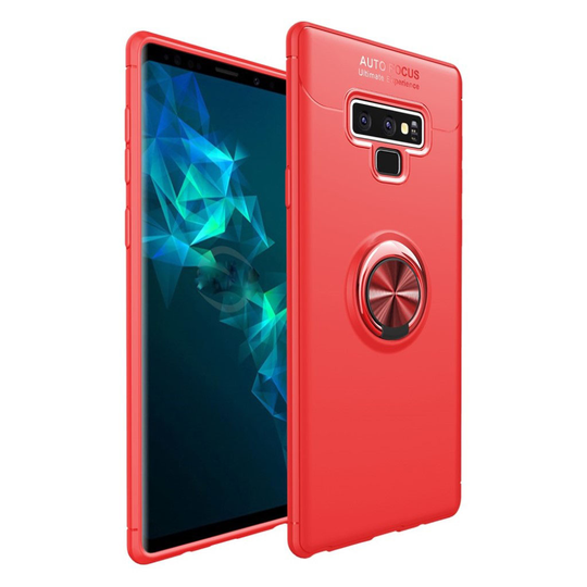 Samsung Galaxy Note9 Muovinen Magneetilla Sekä Sormirenkaalla Varustettu Takasuoja Kuori - Punainen
