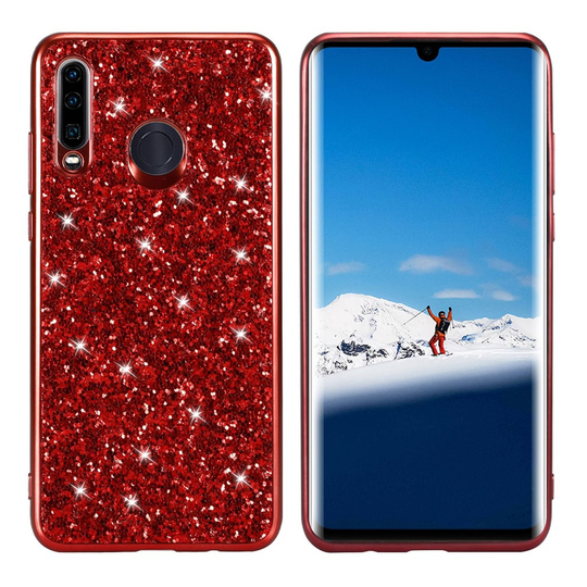 Glitter Huawei P30 Lite kuoret - Punainen