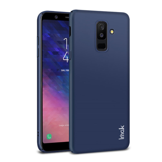 Samsung Galaxy A6 Plus IMAK Jazz Nahkainen Kova Muovi Takasuoja Kuori ja Lisävaruste - Sininen