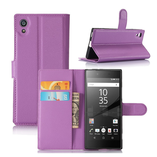 Sony Xperia XA1 Litsi Pintainen Nahkakotelo Standillä - Violetti