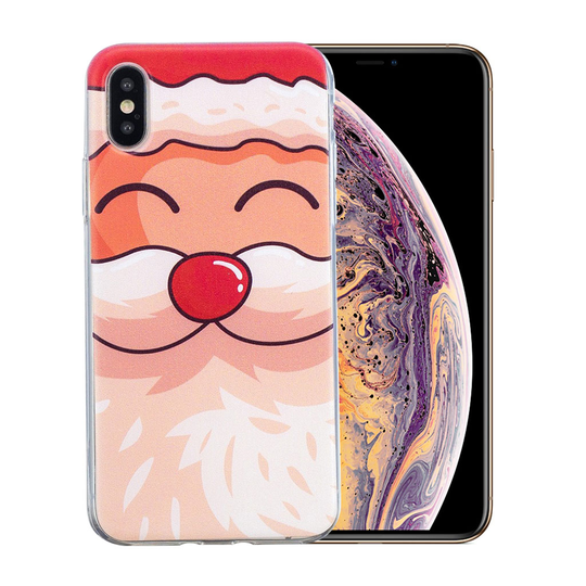 iPhone XS joulu kuviollinen silikooni muovinen pehmeä takasuoja kuori - Joulupukki Naama