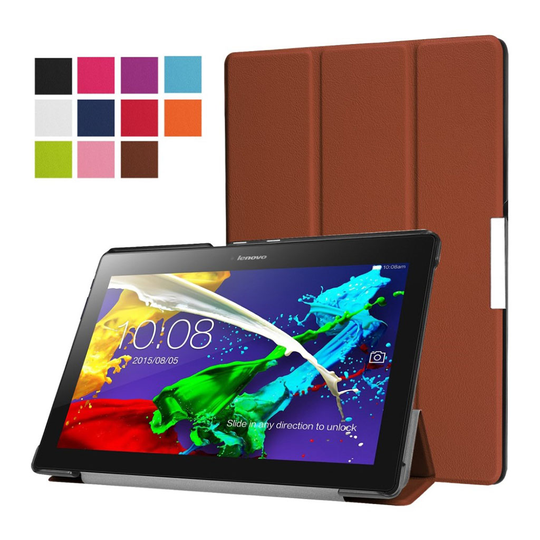 Lenovo Tab 3 Plus 10 Taittuva Nahkakotelo Standillä - Ruskea