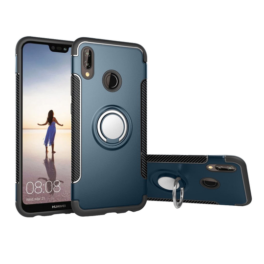 Huawei P20 Lite hiilikuitu Harjattu Pintainen Hybriidi Kuori Kovasta PC ja TPU Muovista Sekä Lisävarusteet - Vaalean Sininen