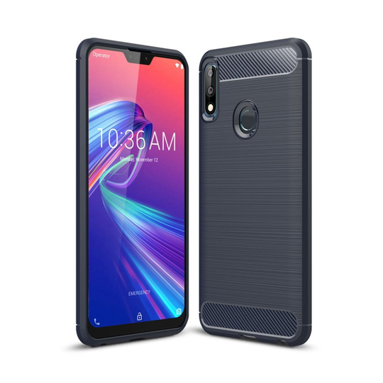 Asus ZenFone Max Pro (M2) hiilikuitu pintainen harjattu suojakotelo - Tummansininen
