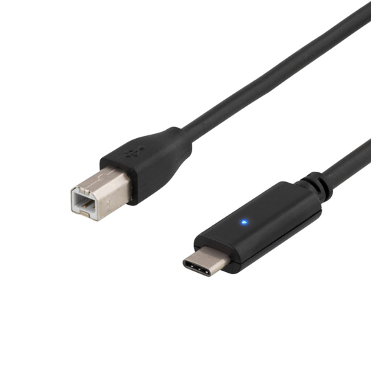 USB 2.0 Kaapeli, Tyyppi C - Tyyppi B Uros, 2m, Musta