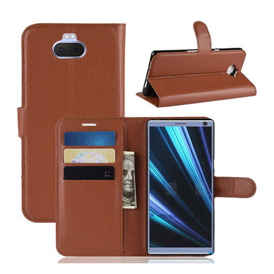 Sony Xperia 10 litchi leather case - Brown
