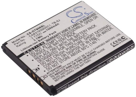 Alcatel One Touch 906 akku 1000mAh/3.7Wh
