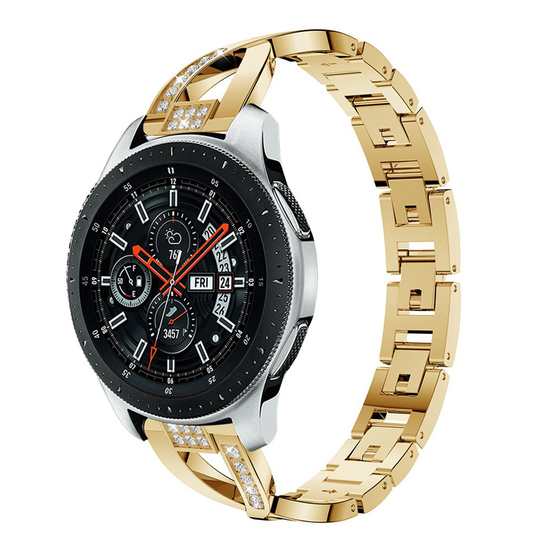 Samsung Galaxy Watch (46mm) X-muotoiltu ketju vaihdettava kellon ranneke metallista missä tekojalokivet - Kulta