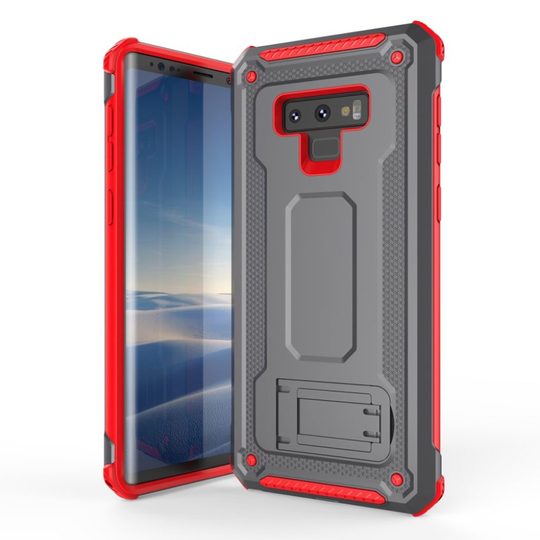 Samsung Galaxy Note9 Huippu Ohut Hybriidi Muovinen Takasuoja Kuori Jalkatuella - Harmaa/Punainen