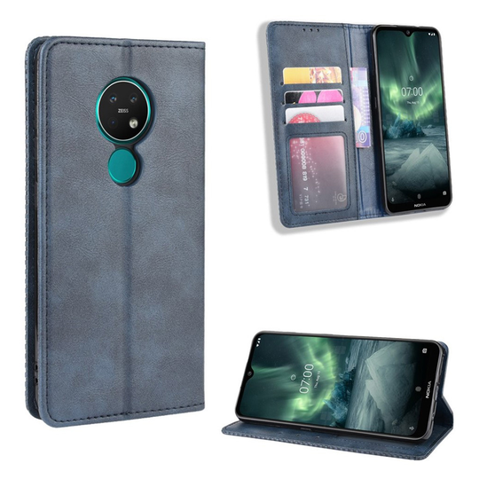 Bofink Vintage Nokia 6.2 / 7.2 leather kotelot - Sininen