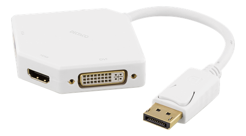 Sovitin DisplayPort - DVI/HDMI/VGA, Ultra HD Taajuudella 60 Hz, 0,2 M, Valkoinen