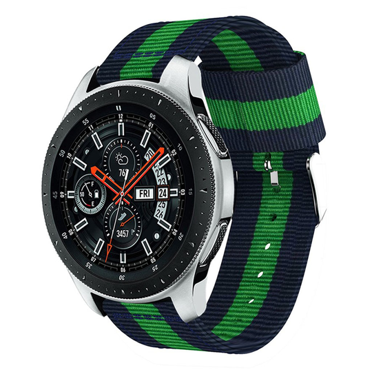 Samsung Galaxy Watch (46mm) kellolle raidallinen nailoni kangas vaihdettava ranneke - Vihreä/ Sininen