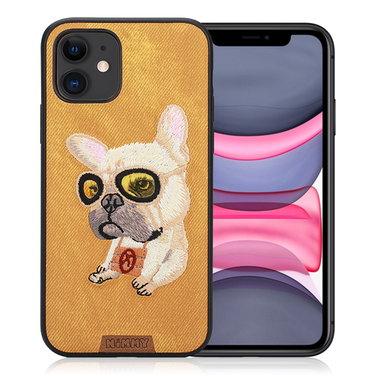 Nimmy Cute Pet iPhone 11 Embroidered Cover - Yellow
