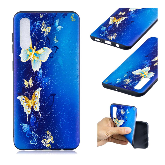 Samsung Galaxy A50 embossment case - Blue Butterfly