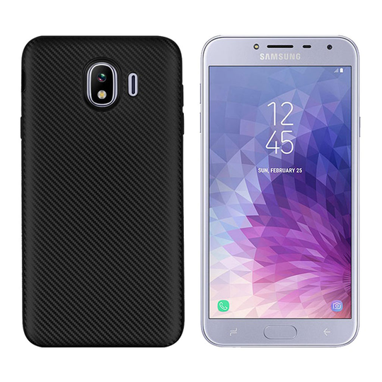 Samsung Galaxy J4 (2018) hiilikuitu tuntuinen suojakotelo - Musta